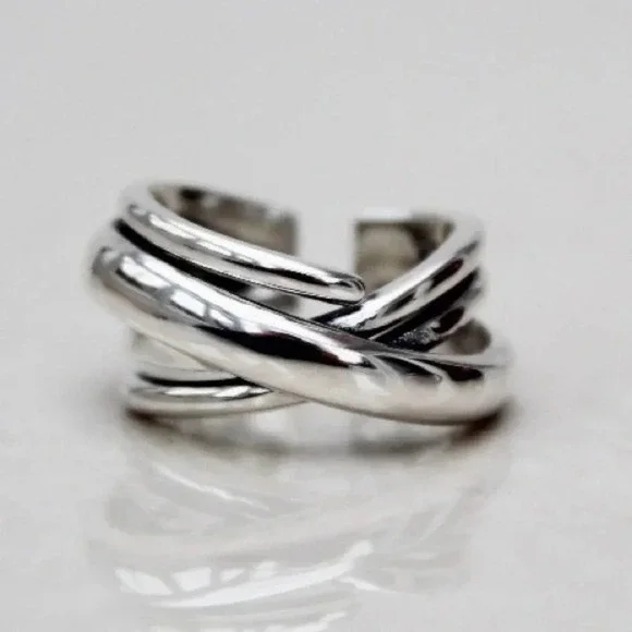 Minimalist Sterling Silver Twisted Ring Adjustable - Picture 1 of 8